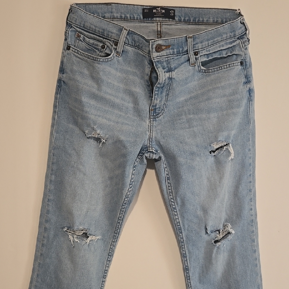 Hollister Men's Straight Jeans - Light Blue
